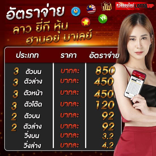 สูตรหวยฮานอย และ อัตราจ่ายหวยบนเว็บ LOTTOVIP